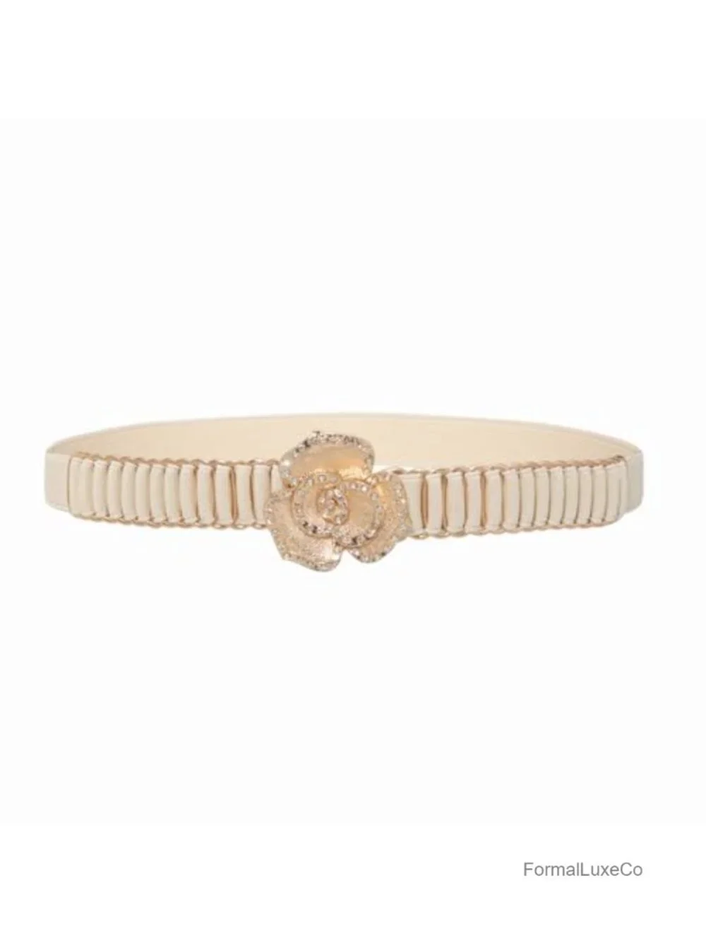 Stretch Skinny Waist Belt with Rhinestone Buckle
